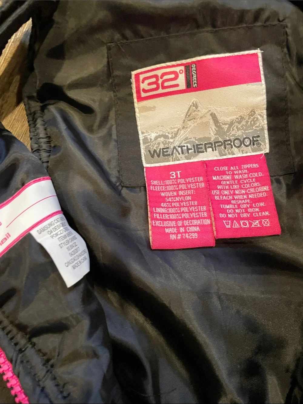 32‎ Degree Toddler Weatherproof Black Pink Trim Snow Bibs Pants 3T